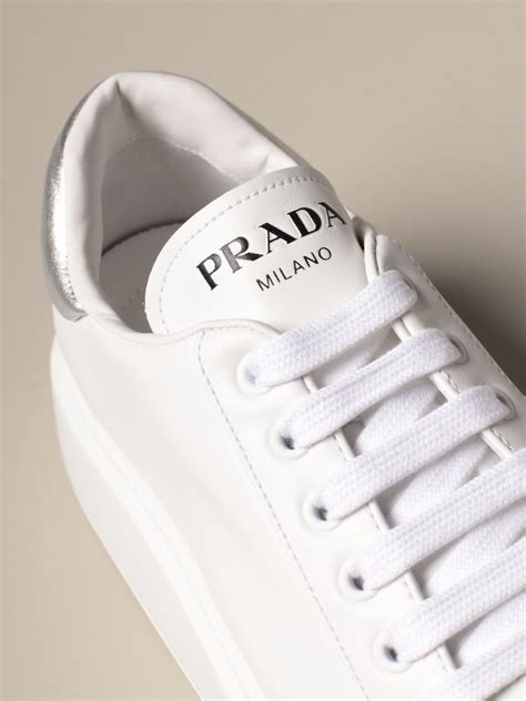 prada tennis shoes woman|Prada white platform sneakers.